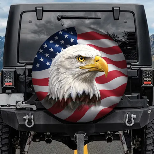 Bald Eagle American Flag - Independence Day Gift for Veterans Spare Tire Cover