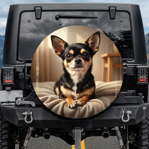 Tri-Color Chihuahua Dog Alert Expression - Dog Lover Gift Spare Tire Cover