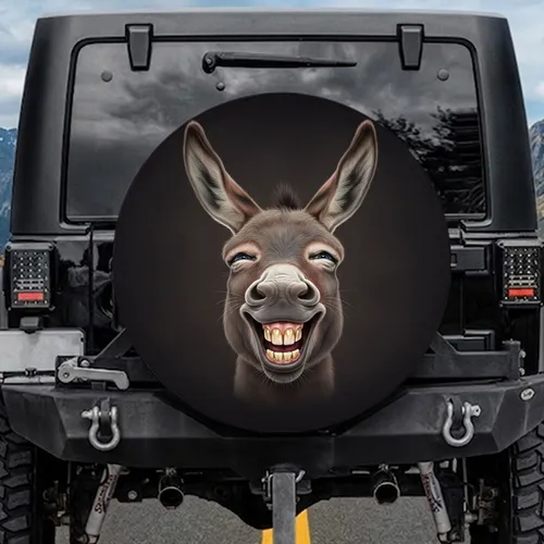 Comically Expressive Grinning Donkey Face - Farmhouse Decor Gift for Wildlife Lovers Spare Tire Cover