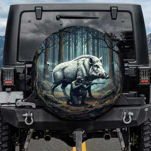 Razorback Boar Hunter Forest - Wildlife Lover Gift for Outdoorsmen Spare Tire Cover
