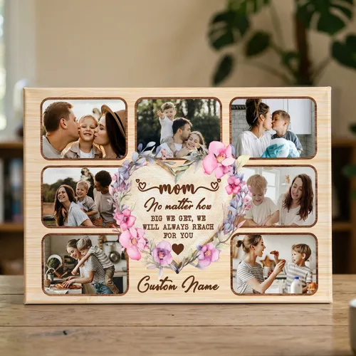 Personalized Mom Gift from Daughter Son, No Matter How Big We Get Canvas, Custom Photo Collage Print, Mother's Day Birthday Gift