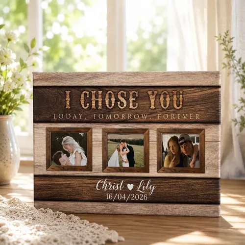 Custom Couple Canvas Wall Art, I Chose You Love Gifts for Husband Wife, Valentines Day Gift, Personalized Names & Anniversary Date Canvas Print