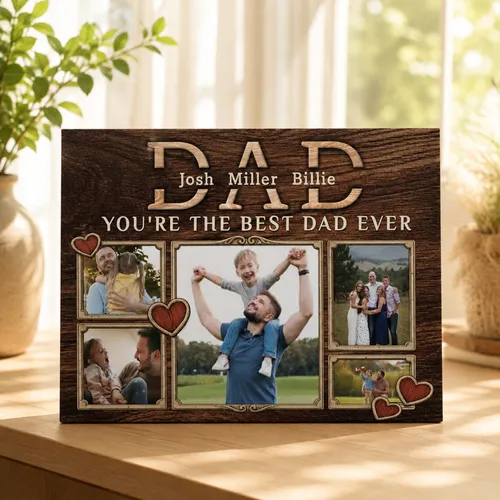 You're The Best Dad Ever Canvas, Personalized Father's Day Gift from Kids, Custom Family Photo Collage Print, Custom DADDY Name Sign