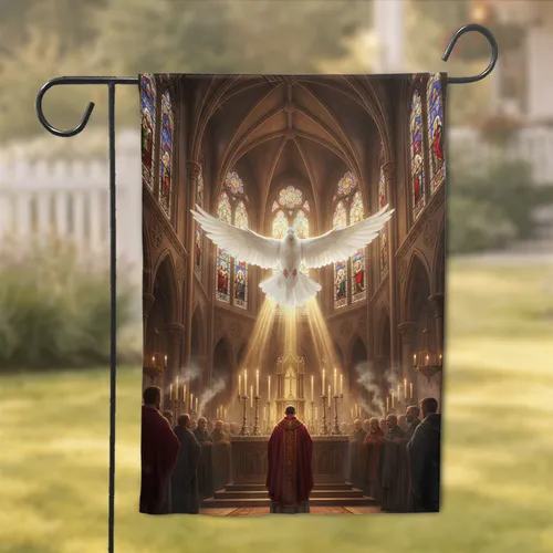 Radiant Dove Gothic Cathedral Altar - Religious Home Decor Garden Flag