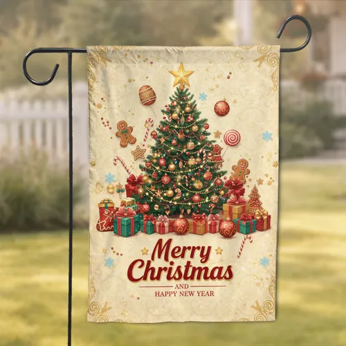 Christmas Tree Gingerbread Gift Boxes - Holiday Celebration New Year Garden Flag