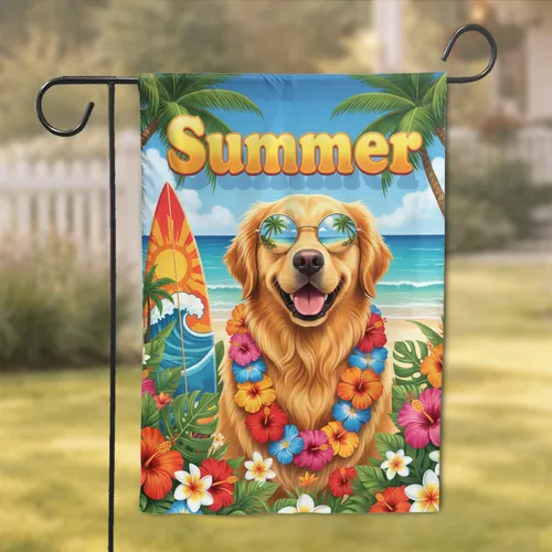 Golden Retriever Summer Beach Sunglasses - Tropical Home Decor Gift for Dog Lover Garden Flag