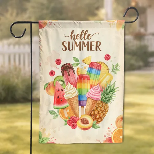Ice Cream Cones Popsicles Summer Fruit - Summer Celebration Gift Garden Flag