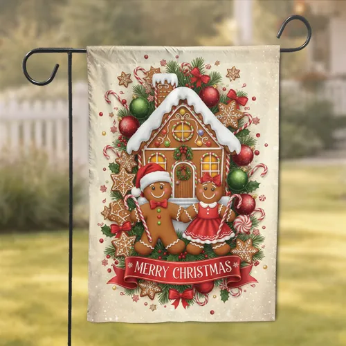Gingerbread Man Woman House Candy Canes Christmas Gift for Gingerbread Lover Garden Flag