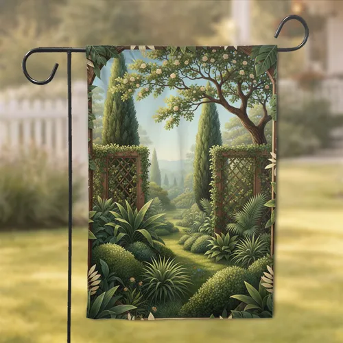 Lush Garden Landscape Verdant Foliage - Home Decor Gift for Garden Lover Garden Flag