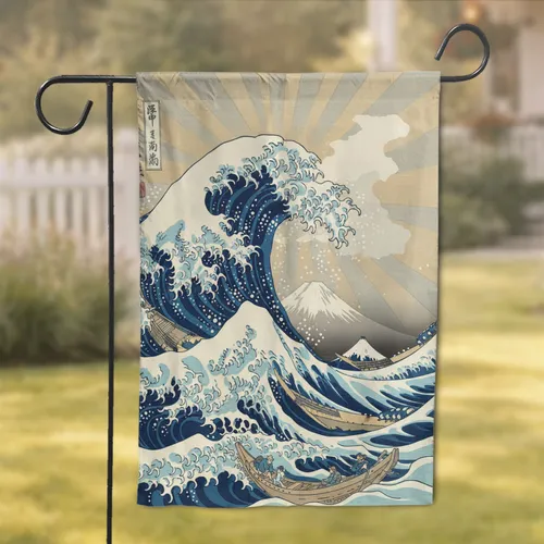 Great Wave Fishing Boats Mount Fuji - Home Decor Gift for Japan Lover Garden Flag