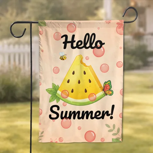 Watermelon Slice Hello Summer Bee Butterfly - Summer Celebration Home Decor Gift Garden Flag
