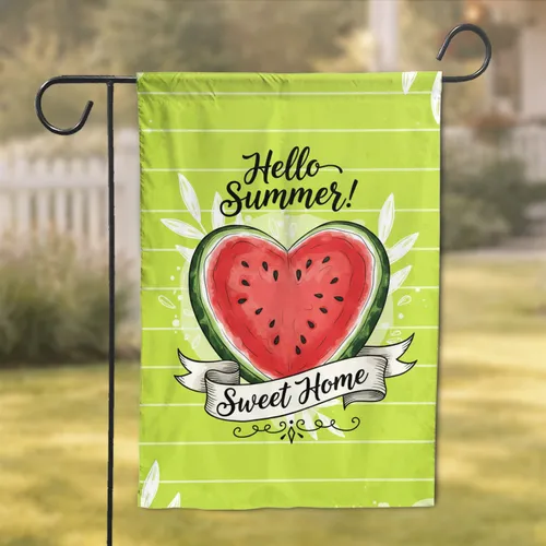 Watermelon Heart Hello Summer Sweet Home - Summer Home Decor Garden Flag