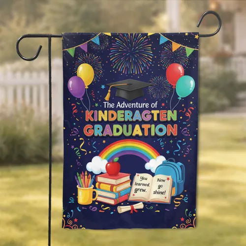 Kindergarten Graduation Celebration Cap Diploma - Student Achievement Gift Garden Flag