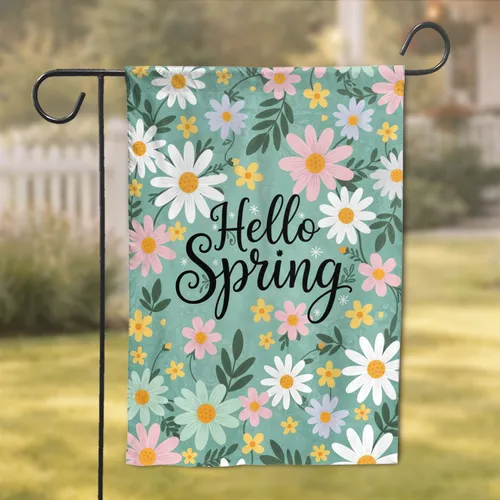 Hello Spring Daisy Flowers - Spring Season Home Decor Garden Flag