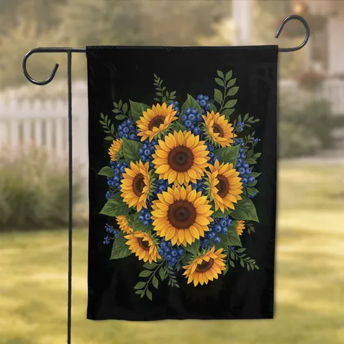Bountiful Sunflowers Blueberries Field - Garden Lover Home Decor Gift Garden Flag