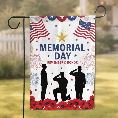 Memorial Day Soldiers American Flag - Remembrance Tribute for Veterans Garden Flag