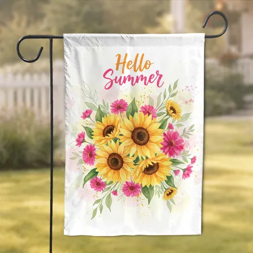 Hello Summer Sunflower Daisy Garden Floral - Summer Home Decor for Garden Lover Garden Flag