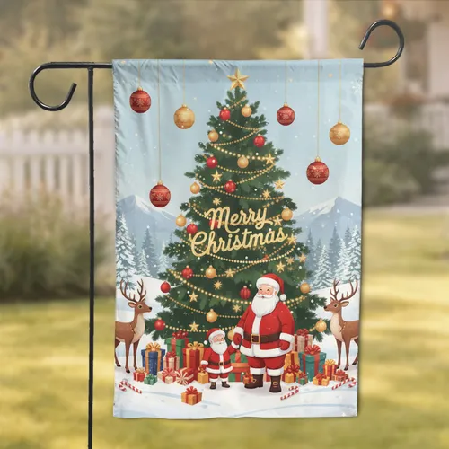 Frohe Winneutein Christmas Tree Santa Claus - Festive Winter Holiday Decor Garden Flag