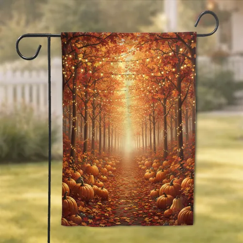 Autumn Forest Path Pumpkins String Lights - Autumn Home Decor Garden Flag