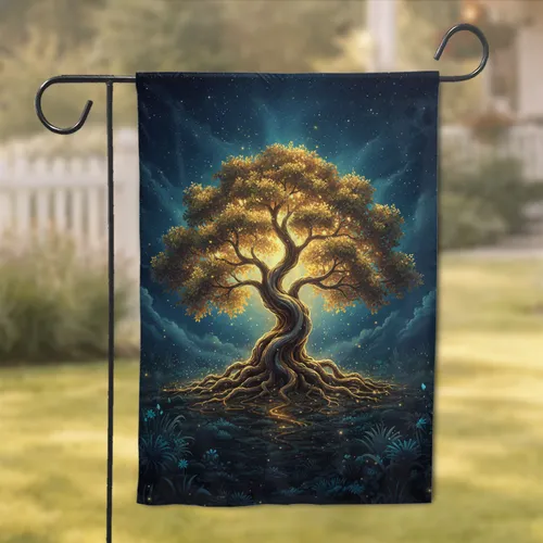 Ancient Golden Tree Celestial Sky - Home Decor Gift for Fantasy Lovers Garden Flag