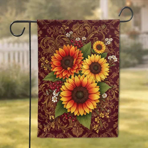 Sunflower Wildflower Baroque Filigree - Home Decor Gift for Garden Lover Garden Flag