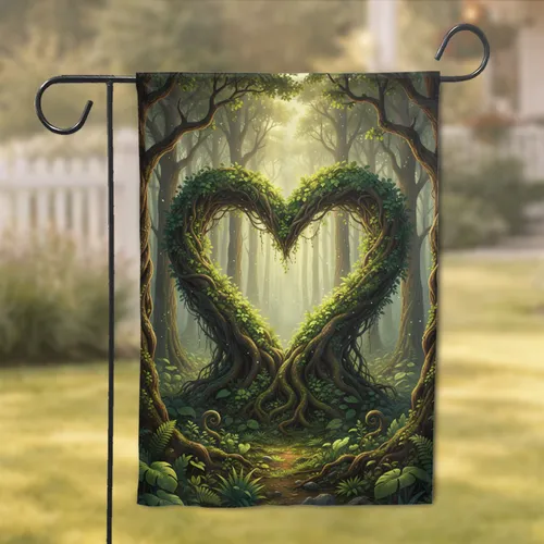 Majestic Ancient Tree Lush Green Heart Forest - Nature Lover Gift Garden Flag