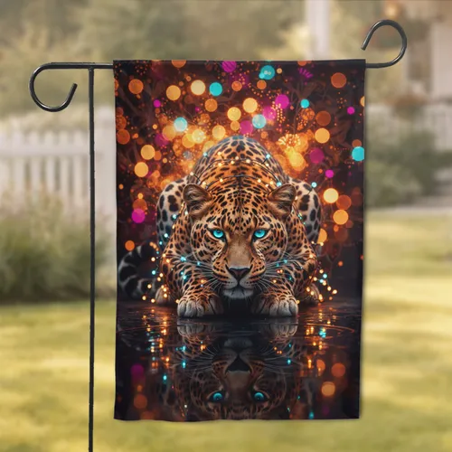 Spotted Leopard Glowing Eyes String Lights - Animal Home Decor Gift Garden Flag