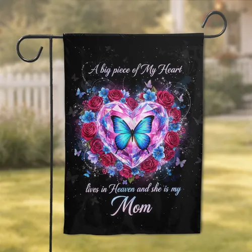 Luminous Crystal Heart Butterfly Roses Flowers - Mother's Day Gift for Mom Garden Flag