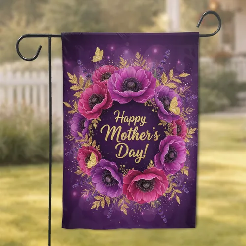 Happy Mother's Day Poppies Butterflies Lavender - Mother's Day Gift for Mom Garden Flag