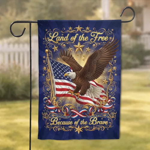 Bald Eagle American Flag - Independence Day Gift for Veterans Garden Flag
