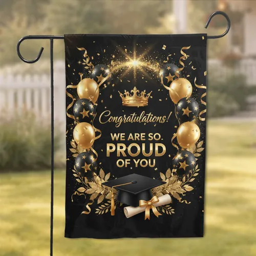 Graduation Cap Diploma Congratulations - Graduation Day Gift for Graduates Garden Flag