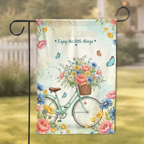 Vintage Bicycle Wildflower Garden Welcome - Home Decor Gift for Garden Lover Garden Flag