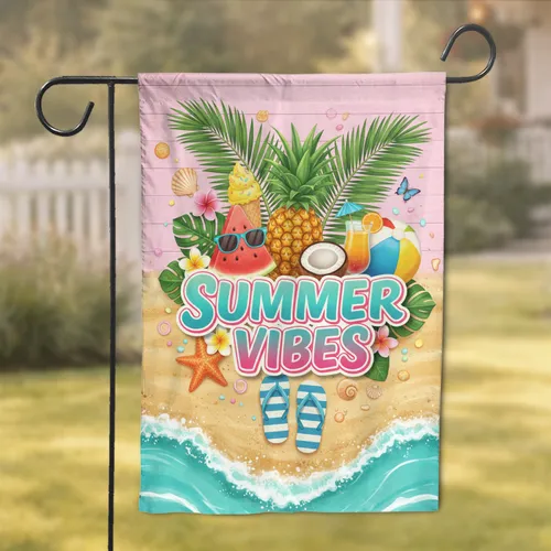 Summer Vibes Watermelon Pineapple Beach - Summer Celebration Gift Garden Flag