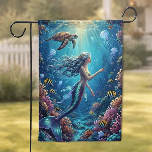 Mermaid Ocean Coral Reef Underwater Garden - Home Decor Gift for Ocean Lover Garden Flag