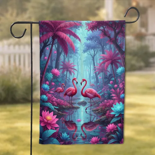 Flamingos Tropical Jungle - Home Decor Gift for Wildlife Lover Garden Flag