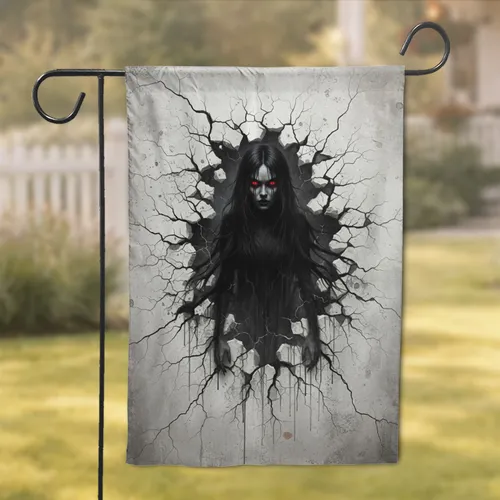 Terrifying Ghost Crumbling Wall - Cinematic Horror Home Decor Gift Garden Flag