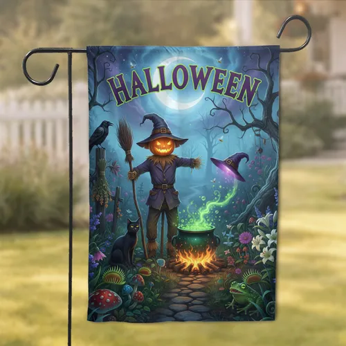 Pumpkin Scarecrow Halloween Garden Misty Moonlight - Halloween Party Decor Garden Flag