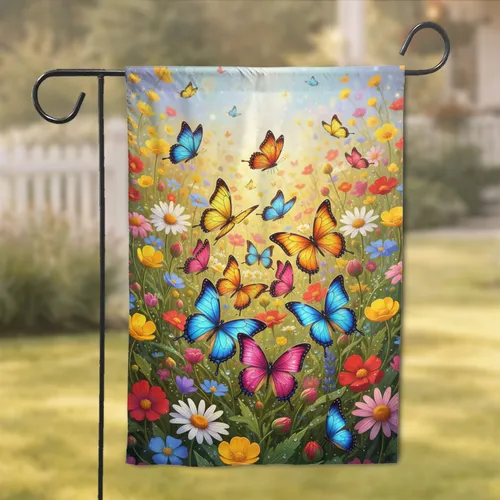Butterfly Wildflower Blossom Field - Home Decor Gift for Garden Lover Garden Flag
