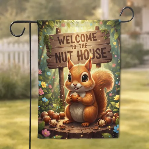 Squirrel Welcome Nut House Sign - Home Decor Gift for Squirrel Lovers Garden Flag