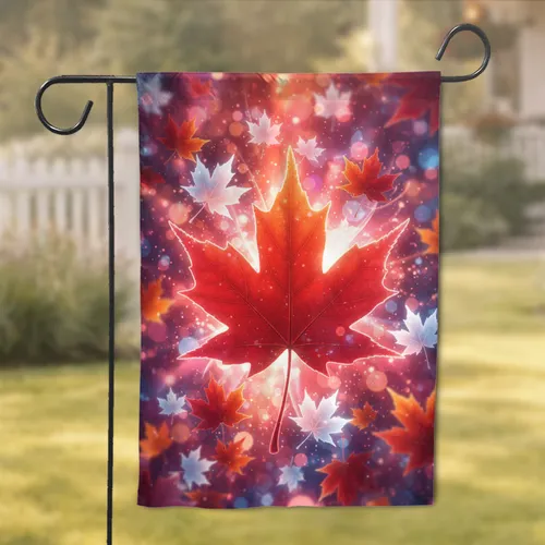 Red Maple Leaf Bokeh - Nature Lover Home Decor Gift Garden Flag