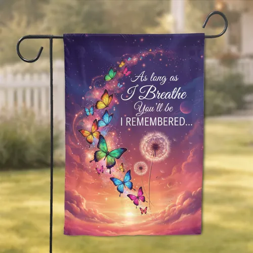 Bioluminescent Butterflies Dandelion Cosmic - Memorial Sympathy Home Decor Garden Flag