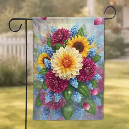 Vibrant Dahlia Sunflower Magenta Garden - Home Decor Gift for Garden Lover Garden Flag