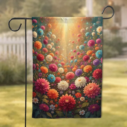 Garden Flowers Dahlias Chrysanthemums - Home Decor Gift for Garden Lover Garden Flag