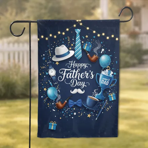 Happy Father's Day Mustaches & Gifts - Father's Day Gift for Dad Garden Flag