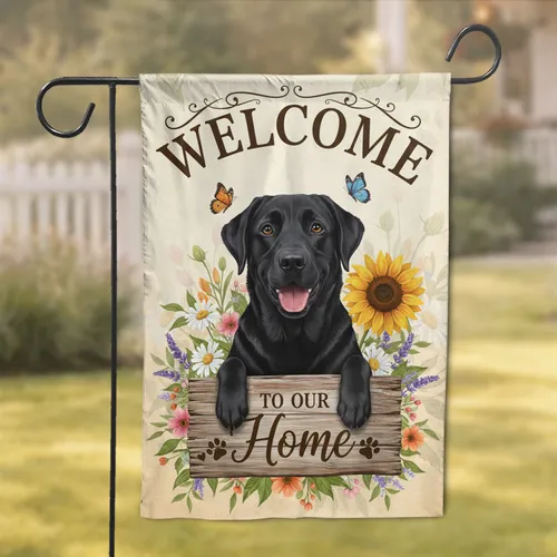 Black Lab Dog Welcome Home Sign - Home Decor Gift for Dog Lover Garden Flag