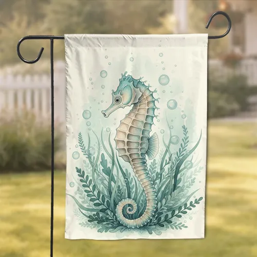 Seahorse Underwater Foliage Sea Plants Ocean Waters Bubbles Ocean Lover Home Decor Gift Garden Flag