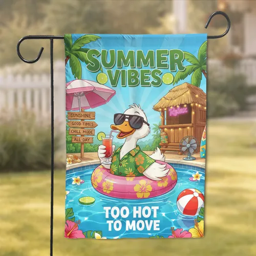White Duck Sunglasses Pool Summer Vibes - Summer Party Decor Garden Flag