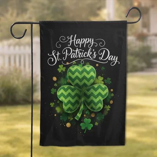 Shamrock Clover 'Happy St. Patrick's Day' - St. Patrick's Day Lover Gift Garden Flag
