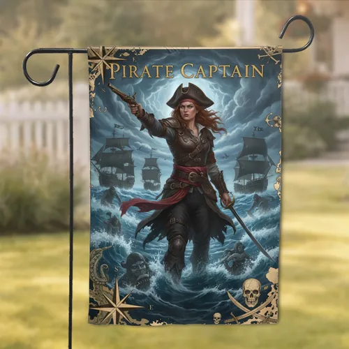 PIRATE CAPTAIN Galleons Treasure Map Adventure Home Decor Gift for Pirate Fans Garden Flag
