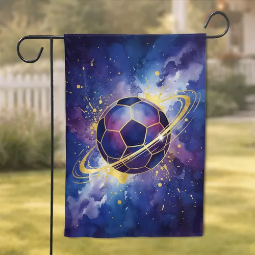 Cosmic Galaxy Soccer Ball - Home Decor Gift for Soccer Lover Garden Flag